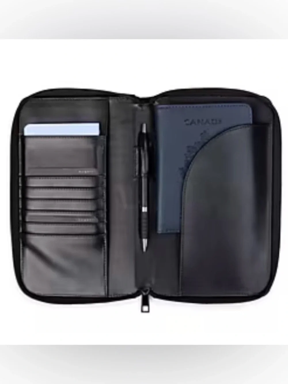 Faux Leather Black Textured Passport Holder Travel Wallet Case NWT✅